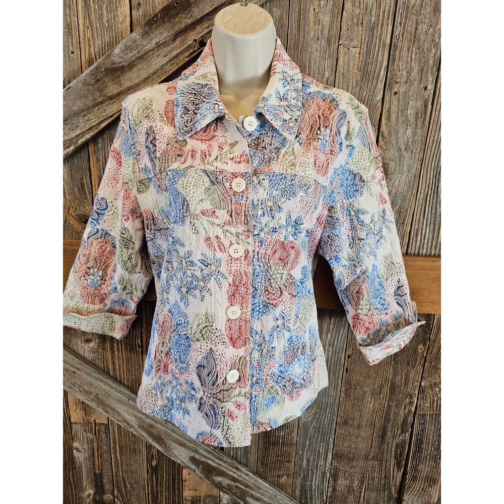 Rebecca malone PETITE XL PXL heavy cardigan jacket 3/4 sleeve EUC ^